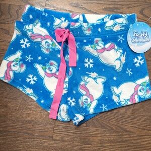 NEW small woman's frosty snow man plush shorts